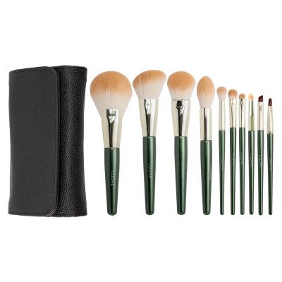 China Angular Blush ZY051 10 PCS Fantastic Professional Soft And Sliky Cosmetic Makeup Brushes With Stroage Bag for sale