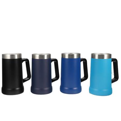 China Double Wall Stainless Steel Vacuum Mug Disposable Thermal Thermos Travel Beer Mug With HANDLE for sale