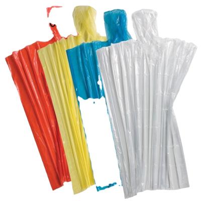 China 100% disposable waterproof PE rain poncho with pe zipper bag and papercard for sale