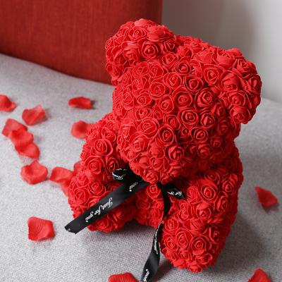 China Valentine's Day Gift Christmas Teddy Bear Heart Teddy Bear Red Rose Eternal Rose Bear 40cm for sale