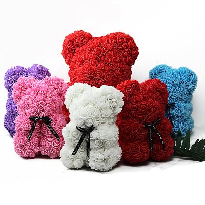 China Valentine's Day Artificial Rose Flower 25cm Rose Teddy Bear For Valentine's Day for sale