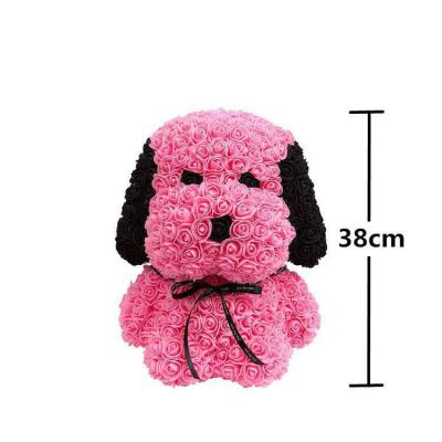 China Environmental protection green high quality artificial manual foam pink teddy bear rose dog for Valentine's Day for sale