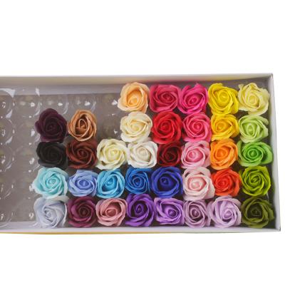 China Luxury Wedding 50 Flower Decoration Dry Flowers One Box 3 Layers Rose Flower Head Soap for sale