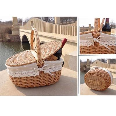 China Sustainable Wholesale Custom Print Logo Hand - Woven Deep Children's Baskets Individual Picnic Basket With Handle for sale