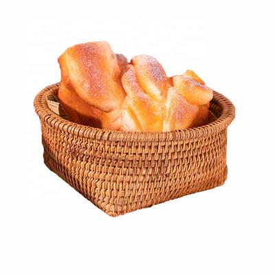 China Sustainable Basket Woven Container Kitchen Supplies Hand - Woven Rattan Basket Rattan Storage Basket for sale