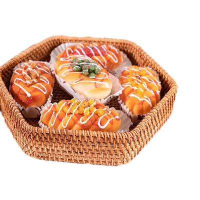 China Hexagon Storage Basket Fruit Bread Snack Fresh Food Viable Handmade Multifunctional Rattan Woven Basket for sale