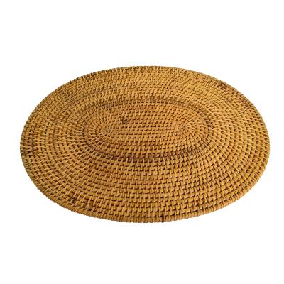 China Luxury Round Stocked Rattan Table Place Mat Christmas Placemat Coaster Kitchen Wedding Placemat Coaster for sale