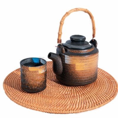 China Viable hot sale rattan woven coaster potholder set teapot mat plate dish table anti-scald mat for sale