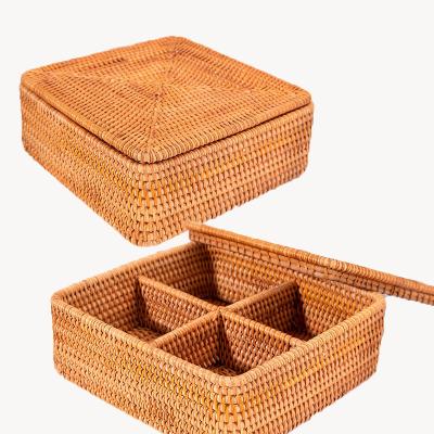 China Viable Party Foods Snacks Fruits Table Storage Box Rattan Smooth Nut Box For Household Kitchen Restaurant for sale