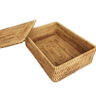 China Viable Wholesale Bathroom Towel Storage Box Sundries Cosmetics Book Boxes Rattan Basket Finished Storage for sale