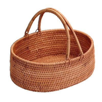 China Sustainable Modern Design High Quality Handwoven Rattan Green Fruit Basket for sale