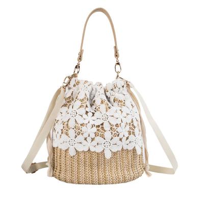 China 2021 100% environmental protection bucket news flower Straw Woman Handbag aquatic plant bag women's handbag for sale