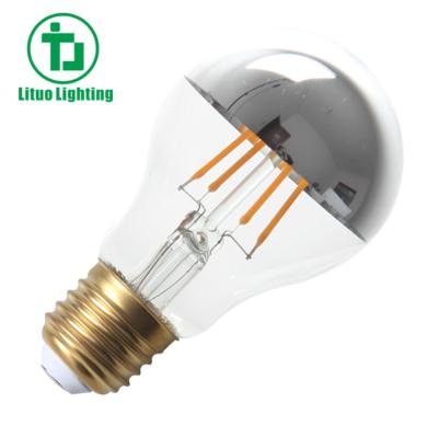 China Luxury Chrome A60 LED Filament Silver Half Mirror Light Bulbs 4W 6W 8W 10W 12W for sale