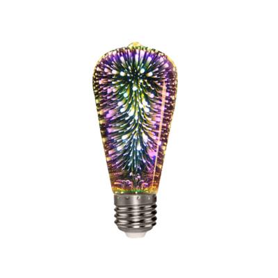 China Vintage Residential Edison Holiday Lighting 3D Firework ST64 Led Filament Light Bulb for sale