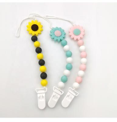 China Non-Toxic Baby Teether with Clip Holder, Pacifier Clips Silicone Teething Beads, Silicone Baby Clip for sale