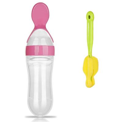 China Wholesale BPA Free Conductive Silicone Baby Feeding Bottle With Spoon for sale