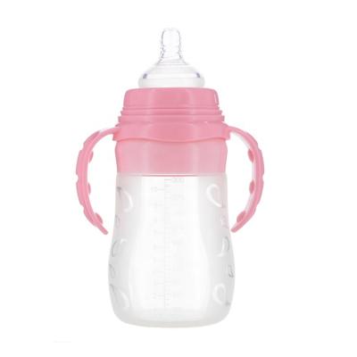 China Hot Sale 10oz BPA Free Wide Neck Baby Bottle Silicone With Spoon Feeding for sale