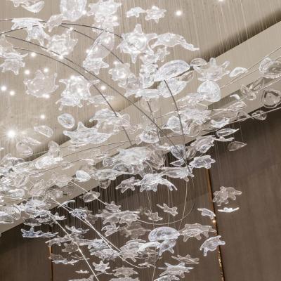 China Modern Banquet Engineering Hotel Chandelier Fish Shape Large Murano Glass Pendant Light for sale