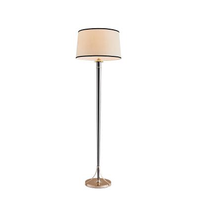 China EUROPEAN Floor Lamps White Chrome Round Pole Fabric Lampshade for sale