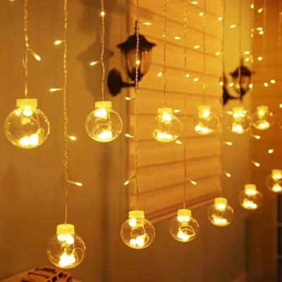 China Custom Holiday Valentine's Day Decorative 108 Christmas Lights Led 12 Bulbs Window Curtain String Light for sale