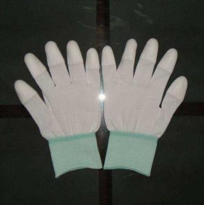 China Cut Manufacturer Supply 13G Polyester Liner PU White Finger Tip Coated Safety Work Gloves for sale