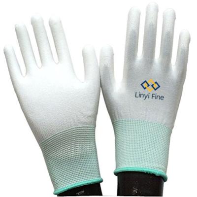 China Cut Manufacturer Supply 13G Polyester Coating Finger Tip PU Coated Work Gloves for sale