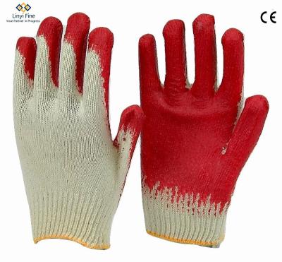 China Breathable Cotton Liner Red Latex Coated Safety Work Gloves With Smooth Finish for sale