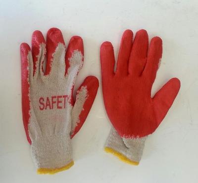 China Cheap Red Working Gloves Breathable Latex 35g Rubber Latex Coated T/C Safety Hand Smooth Finish Gloves for sale