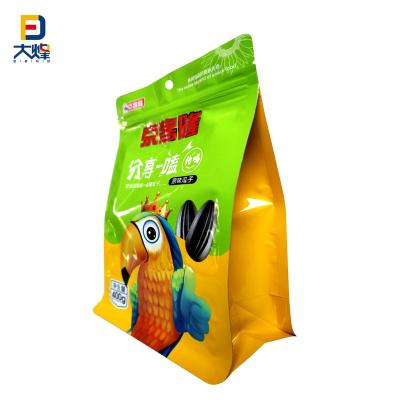 China Plastic Packaging Bag Flat Bottom Disposable Bag With Zipper For Melon Seeds / Cookie / Other Snacks for sale