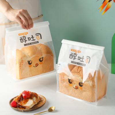 China Disposable Plastic Packaging Bag Flat Bottom Bag With Clear Window For Toast / Bread for sale