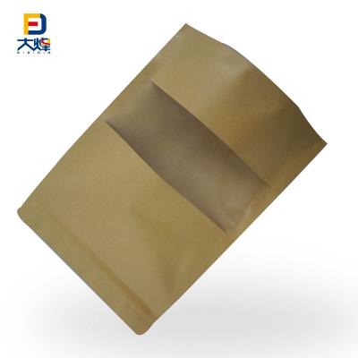 China Recyclable Ready For Reusable Ship Product Stand Up Pouch With Zip Lock Kraft Paper Bag Food Packaging Bag for sale