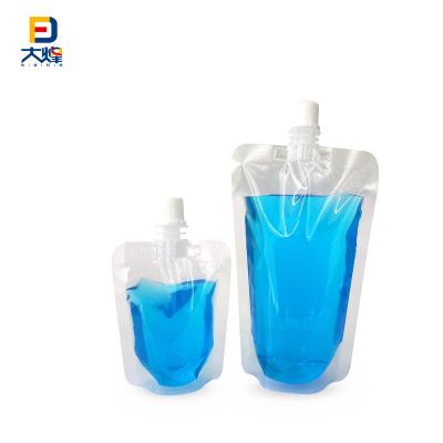 China 50ml Recyclable Clear Stand Up Transparent Spout Pouch Water Bag Spout Pouch Ready To Ship for sale