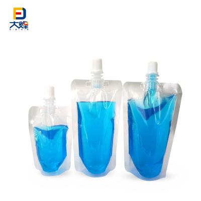 China 150ml Recyclable Clear Stand Up Spout Pouch Transparent Water Bag Spout Pouch Ready To Ship for sale