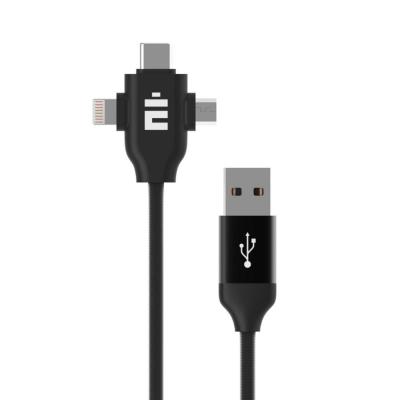 China MP3/MP4 player 3 in 1 braided cable, data USB charging cable with 3 connectors for sale