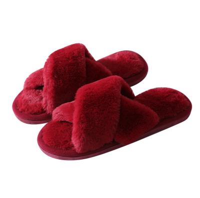 China 2023 Fashion Trend Trendy Anti-skid Slides With Soft Fur Women's Hairy Indoor Outdoor Slippers for sale