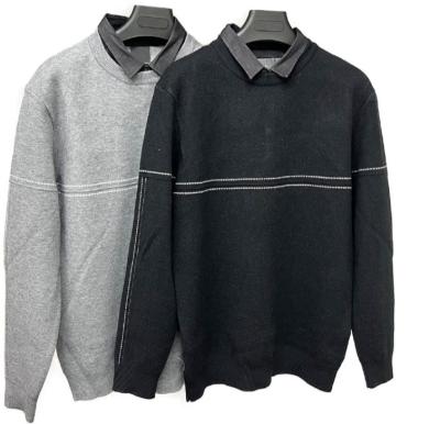 China Custom Made Faux Polyester Two-Piece Turn-Down Collar Mens Sweater for sale