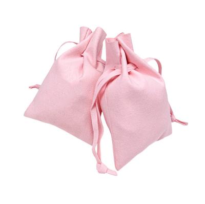 China Recyclable Wholesale Custom Flannel Bag Microfiber Jewelry Gift Bag Necklace Bracelet Necklace Double Sided Drawstring Bag for sale