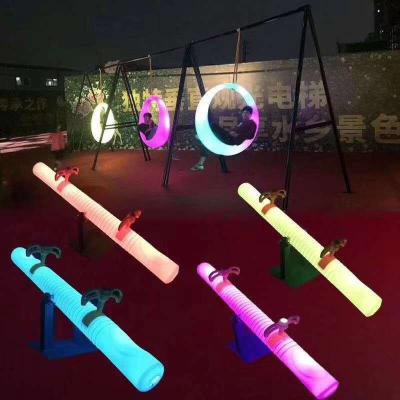 China Outdoor Colorful Luminous Outdoor Children's Play Equipment LED Indoor Plastic Seesaw For Amusement Playground Decor for sale