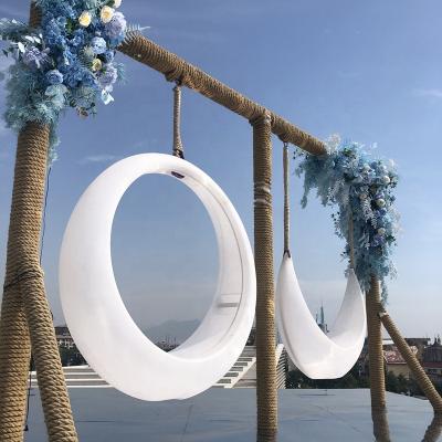 China Outdoor Play Equipment Wholesale Playground Swing Kids Amusement Park Swing Lighting Moon Chair For Adult And Children Use for sale