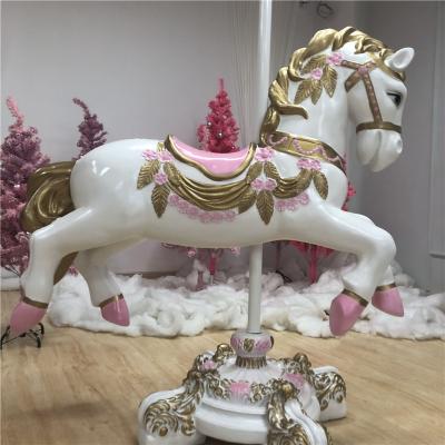 China Europe Hot Sale Fiberglass Carousel Horses Figures Fiberglass Carousel Prop Sculpture For Amusement Props for sale