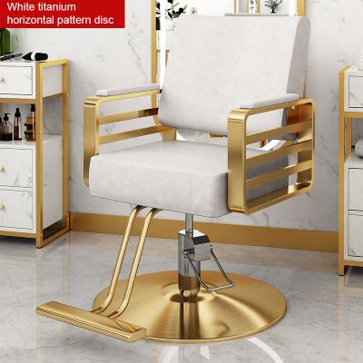 China Luxury Beauty Barber Chair Hair Style Barber Shop Salon Equipment Gold Modern Modern Black White Leather Salon Furniture for sale