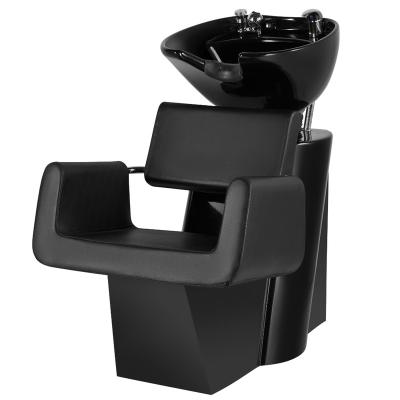 China Modern Modern Hair Stations Shampoo Wash Chair And Bowl Sink Luxury Black Hair Salon Shampoo Chair for sale