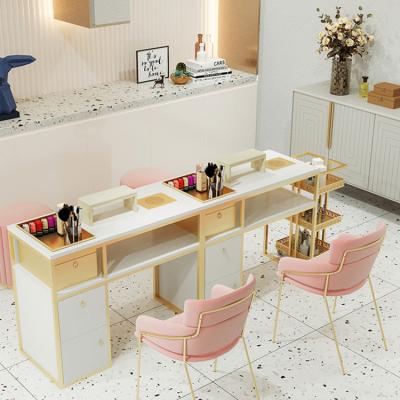 China Modern Contracted Fashion Pure And Fresh Beauty Nail Table Built In Nail Art Table Manicure Manicure Vacuum Table With Drawer for sale