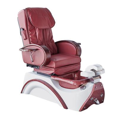 China Modern Dynamo Electric Luxury Massager Hairdressing Massage Chair Nail Salon Red Pedicure Chair for sale