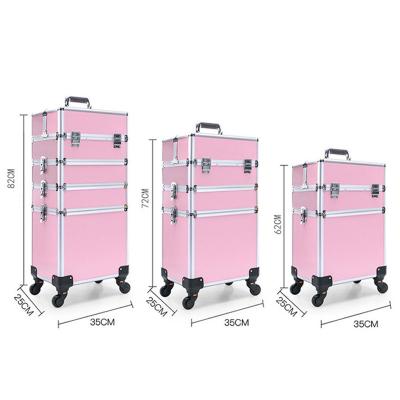 China Modern Professional Salon Tool Hairdressing Manicure Case Trolley High Capacity Multi Layer Salon Tools Suitcase for sale