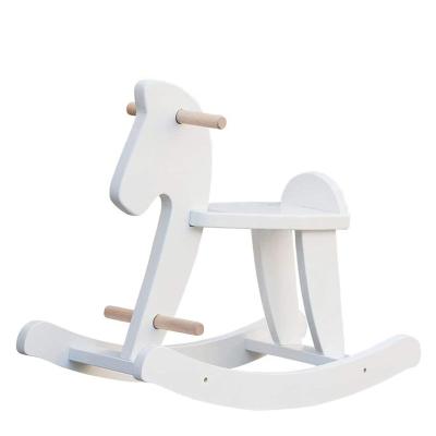 China Ride on Toy Popular White Rocker Horse Wooden Toys Trojan Toddler Wooden Toys Toddler Rocking Horse Mini for Baby for sale