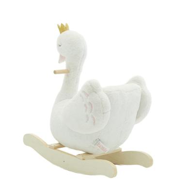 China Toy Factory Price Plush Cute Swan Ride On Crib Toy Baby Rocking Horse Chair with Duck Toy for Christmas or Birthday Gift for sale