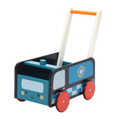 China MDF Kids Plywood Solid Wood House Cart Solid Wood Blue Police Carts Boys Toy Cars Other Educational Toys 45.5*27*45 for sale