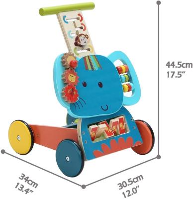 China 2020 eco-friendly material kids toy educational push walker child walker rollator learning safety wooden kids walker for sale