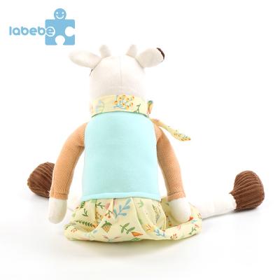 China Educational Funny Cartoon Yellow Animal Baby Pillow Rabbit Cow Girl Plush Novelty Toy Soft Toy for sale